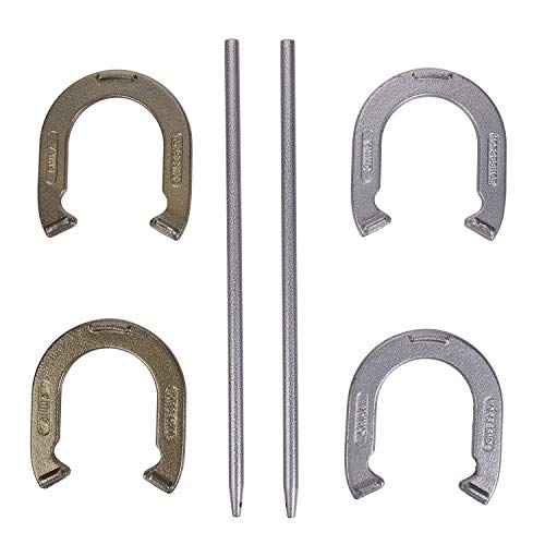 TRIUMPH Steel Horseshoe Set - Includes 4 Steel Horseshoes and 2 Stakes