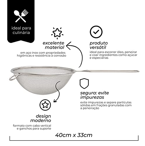 Mimo Style Peneira 14 cm Com Suporte Para Acomodação em Panelas e Travessas, Suporta Altas e Baixas