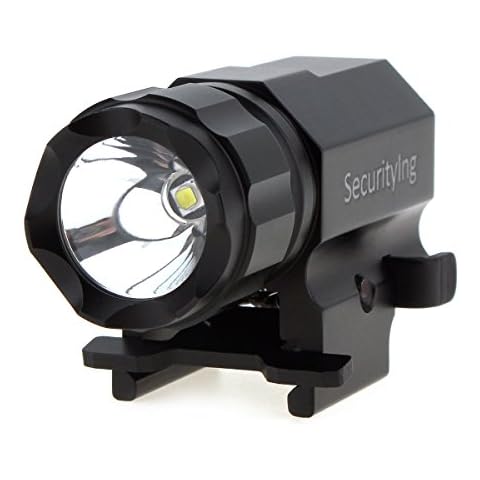 SecurityIng LED Tactical Strobe Gun Flashlight 2-Mode 600LM Pistol Handgun Torch Light with Quick Release Weaver Mount for Hiking, Camping, Hunting and Other Indoor/Outdoor Activities Cover