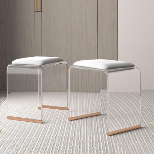 Taburete de ducha acrílico con asiento acolchado cómodo y diseño transparente 6