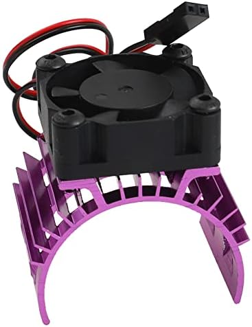 Share Goo Alloy Heat Sink Heatsink with 5V Cooling Fan for 1/10 Car 540 550 3650 Size Brushless Engine Motor RC Car Truck Buggy Crawler (Purple)