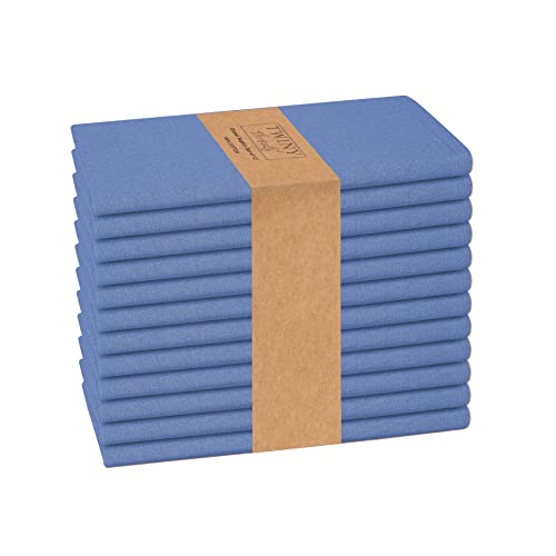 Twiny Threads Cloth Napkins 100% Cotton 17 X 17 Inch Dinner Napkins Set Of 12 Cotton Dinner Table Napkin Soft Washable Hotel Quality Kitchen Napkins For Home, Restaurant, Wedding - Sky Blue #TOP4