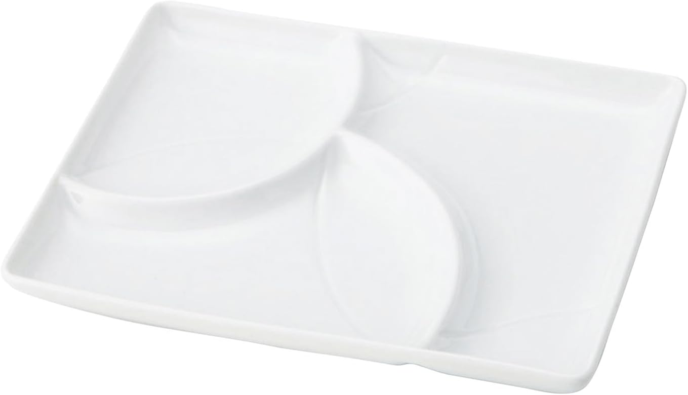 Mino Ware 91-075-101 Miyama Deep Mountain Plate, 3-Divided Dish, Microwave, Dishwasher Safe, Nagomi Cloisonne, White, Diameter Approx. 7.1 inches (18 cm), Made in Japan