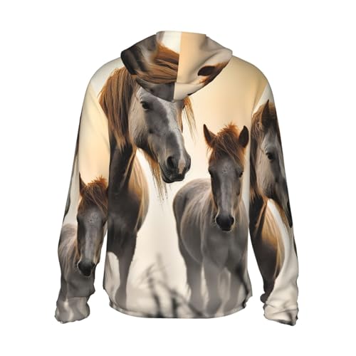 Men's Sun Protection Shirts Two Horses in the Fog Long Sleeve Sun Shirt for Fishing Running Hiking Swim2