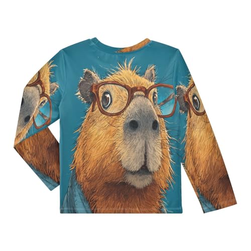 Stylish Capybara Funny Boys Rash Guard Long Sleeve UPF 50+ Boys Swim Shirt Quick Dry Shirt for 3-12 Years2