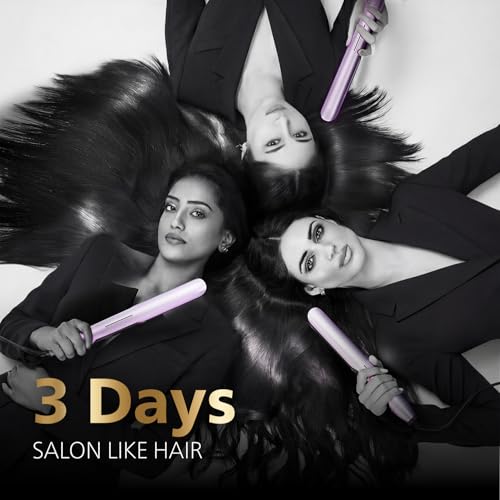 Image of Philips India's No.1 Hair Styling Brand - One Stroke Hair Straightener | 50% Faster Straightening | 3 days salon-like hair | 12 Temperature Settings (120-230C) Designed for Indian Hair | BHS530