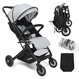 SOLIDEE Baby Stroller, Pushchair with Adjustable Seat, Compact Travel Pram Buggy with Footmuff, Pushchairs for 0-3 Years Old Toddlers with UPF50+ Canopy, Rain Cover, Storage Basket