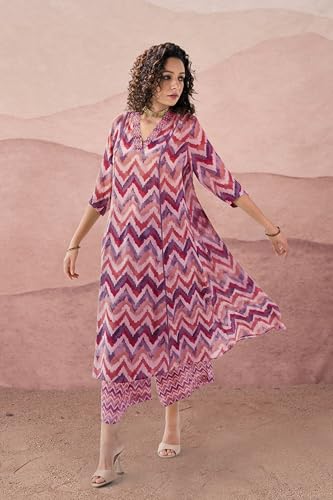 Toochki Salwar Suit Set For Women | Kurta Set For Women | Zig Zag Printed Salwar Suits | Ethnic Wear Salwar Suits | Two Piece Kurta Set | Salwar Kurta Set For Women | A Line Salwar Suit Set