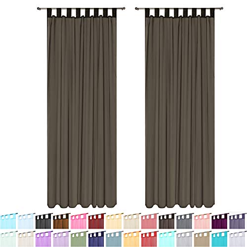 Megachest sheer Voile Tab Top Curtain(dark brown, 56" wideX48 drop(W142cmXH122cm)), W 56" x L 48" (2 Panels) - Image 3