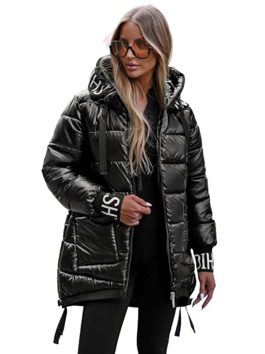 OZONEE Damen Winterjacke Jacke Winter Farbvarianten Übergangsjacke Warm Bomberjacke Steppjacke Wintermantel Daunenjacke Leichte Outdoor Puffer Jacket Übergangs JS/5M3188Z/392 SCHWARZ M
