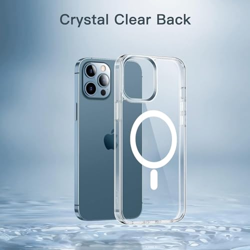Image of Magnetic Silicone Case for iPhone 12 Pro max Compatible with MagSafe, Shockproof Phone Bumper Cover, Anti-Scratch Clear Back (Clear)