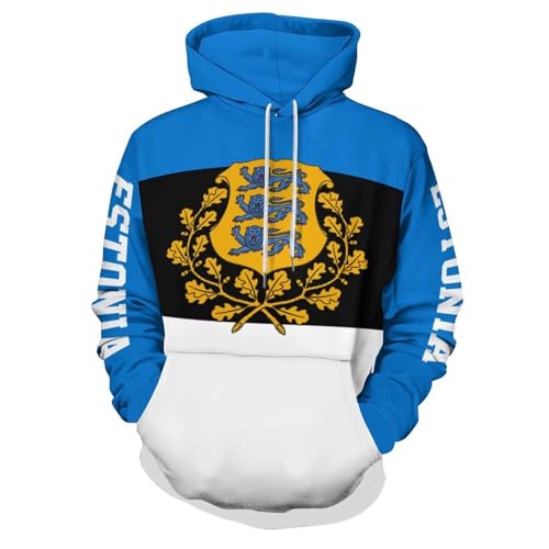 Sweat à capuche drapeau estonien pour homme et femme pull bleu et blanc grande taille pour le sport