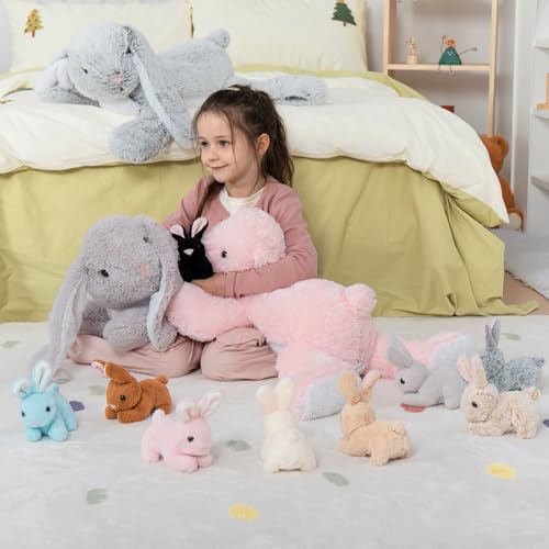 Image of MaoGoLan 4Pcs Easter Bunny Stuffed Animals with 3 Babies Inside, 24 inch Soft and Cuddly Giant Rabbit Plush, Easter Stuffed Bunny Gift for Kids,Boys,Girls