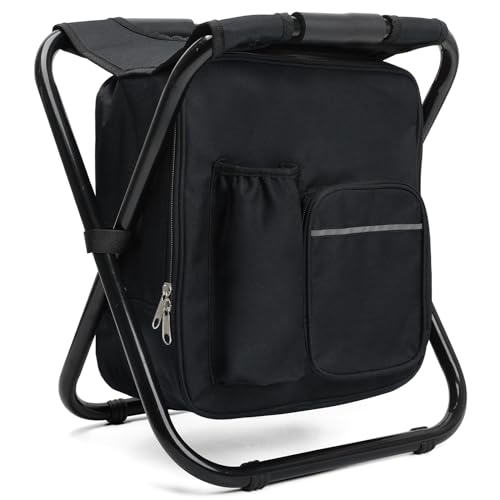 Outplea 3-in-1 Backpack Cooler Seat, Folding, 350lbs, Black