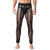 Agoky Herren Netz Leggings Transparent Tights Slim Fit Stretch Lange Unterhosen Atmungsaktive Sport Fitness Pants Schwarz M
