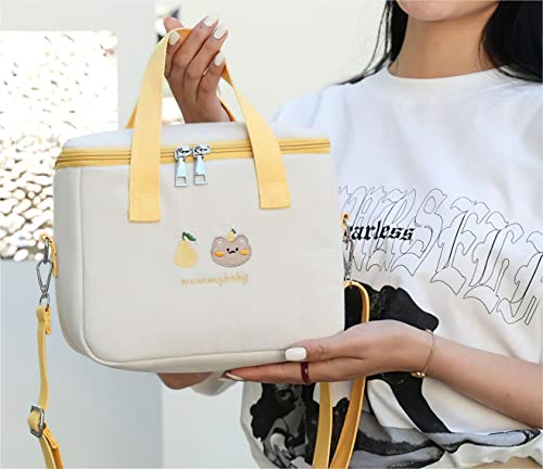 Laureltree Aesthetic Kawaii Cute Lunch Bag Box With Straps Insulated Waterproof Durable For Women Girls Kids Office School (Yellow) #TOP3