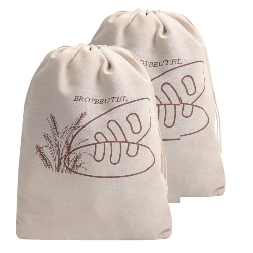 Produktfoto von WECOLKIR Brotbeutel Leinen 2er Set wiederverwendbar 30x40cm Brot & Brötchen