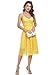 Atnlewhi Damen Vintage ärmellosen V-Ausschnitt A-Linie Kleid Blumen Knielang Spitzenkleid Brautjungfer Elegante Cocktailkleider - Gelb - L