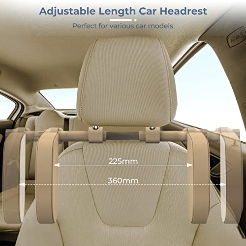Image of Adjustable Car Headrest Pillow, Road Pal Headrest, U-Shaped Travel Sleeping Pillow for Kids & Adults, Head Neck Support Only Suitable for Car Seat Headrest with Poles, Khaki