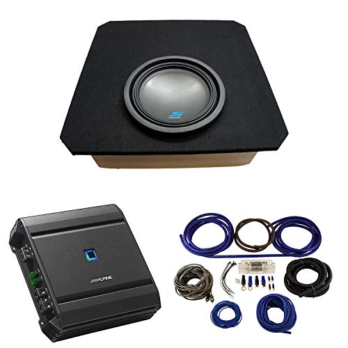 American Sound Connection GM1X12-07-04-CORVT Compatible with Chevy Corvette 1997-2004 Coupe C5 Z06 Single 12" Sub Box Enclosure, S-A60M Type S Series Sub 1200W Amp and S-W12D4 1800W Peak 12" Sub