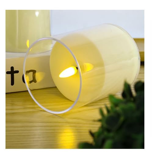 FYCAN Flameless Flickering Glass Candle Unbreakable, Flame-Effect Home Festival Wedding Decorattery Operation Real Wax Realistic Dancing Wick Led Pillar Candles Plexiglass Party - Transparent_2pcs 3