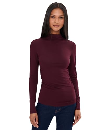 Madewell Women's Long Sleeve Hazel Mockneck Side Cinch, Dark