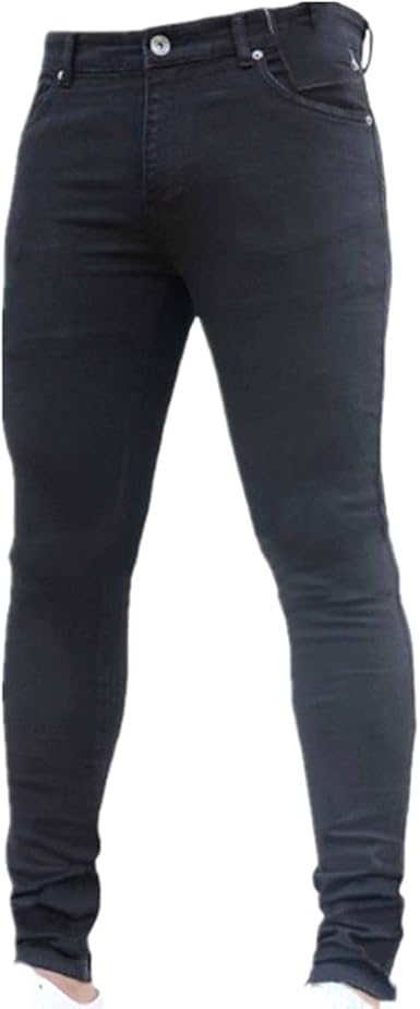 Amazon.com: N\\P Pantalones para hombre de cintura alta con cremallera  Stretch Jeans Casual Slim Pantalones masculinos más tamaño : Ropa, Zapatos  y Joyería