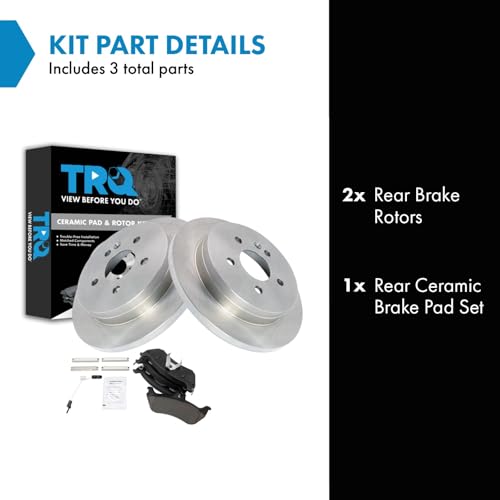 Image of TRQ Rear Brake Pad and Rotor Set Ceramic Rotors | For 1998-2003 Mercedes-Benz ML320 2003-2005 ML350 1999 ML430