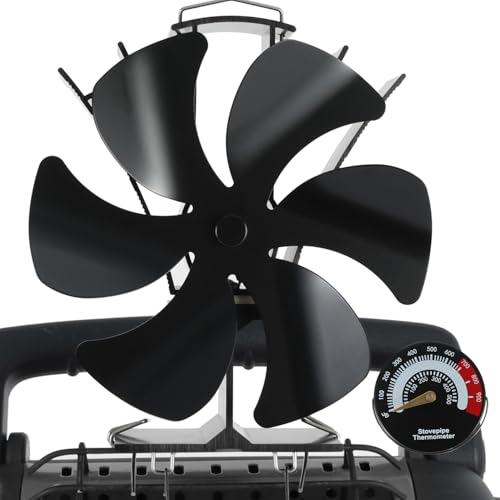 Wood Stove Fan 6-Blade, Heat Powered Stove Fan with Hook