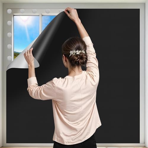 100% Blackout Curtains for Bedroom 118" x 57" Portable Window Blinds Cover Adhesive Thermal Blackout Blinds No Drill Guard Blind for Window Shades Temporary Room Darkening Shades for Skylight RV Dorm