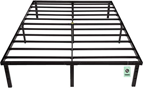 Image of Amazon Basics Sturdy Heavy-Duty Non-Slip Platform Bed Frame, Full Size, Steel Slat Support, No Box Spring Needed, Noise Free, Easy Assembly, 14 Inch Storage Height, Black
