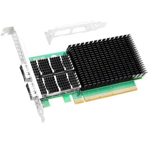 Image of Vogzone 100GbE NIC Card for Mellanox MCX516A-CCAT, PCIe 3.0 x16 100Gb Ethernet NIC with Mellanox ConnectX-5 En Chipset, Dual QSFP28 Network Card Support RDMA