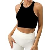 Haut à bretelles spaghetti pour femme - Débardeur blanc à dos nageur - Vêtements de sport pour femme - Haut de sport long pour femme - Haut de sport blanc - Haut de sport blanc - Haut de course noir sans manches pour femme - Haut en coton noir côtelé pour femme - Haut de sport blanc - Haut court de course pour femme - Vêtements de yoga pour femme - Haut sexy pour femme - Débardeur et gilets d'été pour femme - Débardeur noir en dentelle pour femme F