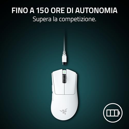 DeathAdder V4 Pro - Mouse senza fili ergonomico per eSport ultraleggero - 57g - 2,4 Ghz Hyperspeed - Focus Pro 45K Sensore - 8K Hz Polling - Ottici Switches Gen-4 - PC/Mac | Bianco - Mouse gaming - Immagine 7
