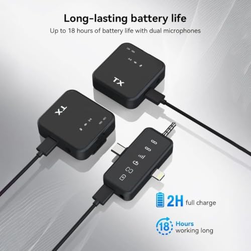 Image of DDLC Dual Wireless Lavalier Microphone for Android & iPhone | Noise Cancellation | Plug & Play | Mini Clip Mic for Video Recording | Vlogging & Live Streaming with Charging Case (F11)