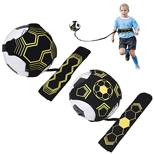 MLRYH Soccer/Volleyball/Rugby Trainer,2PCS Training Equipment Aid Football Kick Throw Solo Practice Training Aid Control Skills Adjustable Waist Belt for Kids Adults