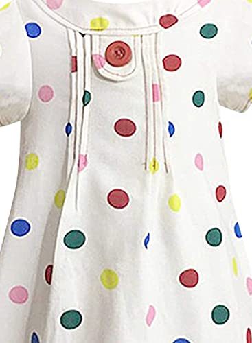 Image of A.T.U.N. (ALL THINGS UBER NICE) Girls Polka Dot Cotton A-Line Short Sleeve Casual Dress