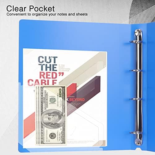Toplive 4 Ring Binder, 1 Inch Binder Folder Presentation View Binders Hold up to 220 Sheets A4 Size / Letter Size Paper with Clear Inside Pocket for School Office