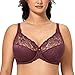 DELIMIRA Damen Minimizer BH Ohne Einlagen Mit Spitze Mit Bügel Große Größen Wein lila 90F