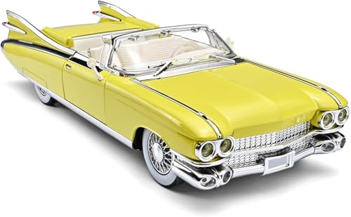 Image of 1:24 Cadillac Eldorado Die-Cast Model Car - Classic Alloy Metal Vintage Car with Pull-Back Action, Openable Doors & Detailed Interior (1:24 Cadillac Eldorado - Yellow)