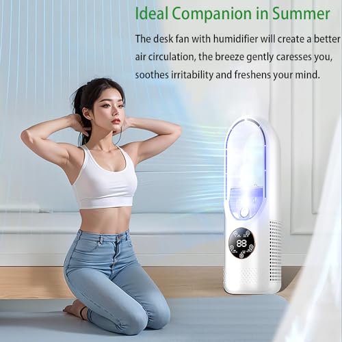 Echbx FAN-01 Desk Bladeless Fan With Humidifier, Portable Small Usb Desk Cooling Misting Fan thumb #6