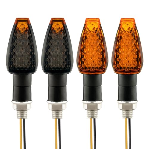 Ksywydu 4 Stück Motorrad Blinker Licht, Motorrad Blinkerleuchten mit 14 E-Geprüft IP68 Wasserdicht Mini Blinker Blinklichter Lauflicht Amber Universal Blinkerleuchten für Roller Quad Cruiser Offroad