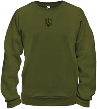 Generic Military Green Embroidered Sweatshirt with Ukrainian Tryzub from Ukraine Sellers | Ukrainian Coat of Arms Sweatshirt