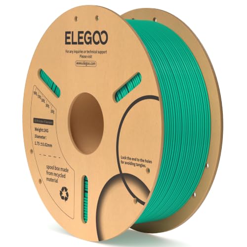 ELEGOO PLA Filament 1.75mm Sea Green 1KG, 3D Printer Filament Dimensional Accuracy +/- 0.02mm, 1kg Cardboard Spool(2.2lbs) 3D Printing Filament Fits for Most FDM 3D Printers