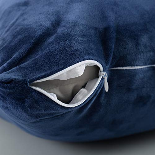 EVOLIVE Soft Micromink, Faux Fur, Faux Suede Body Pillow Cover Replacement with Zipper Closure (Navy, 21“X54)