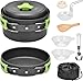 Queta Outdoor Camping Tableware Set, 10 Pieces Camping Gavette Set Foldable for Hiking, Picnic, BBQ, FDA Certified, 1-2 People