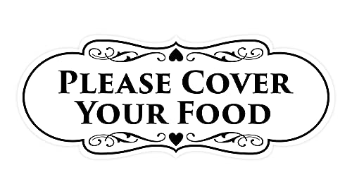 Signs ByLITA Designer Please Cover Your Food Sign (White) - Small (5 Pack)