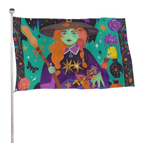 Drapeau de jardin sorcellerie en tissu de qualité supérieure doté d'œillets en métal durables