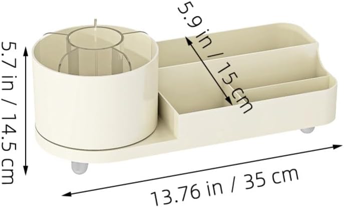 Ciieeo Makeup Organizer Rotating Design Capacity Skincare Storage Rack for Vanity Compact Cosmetic Display Case Creamy