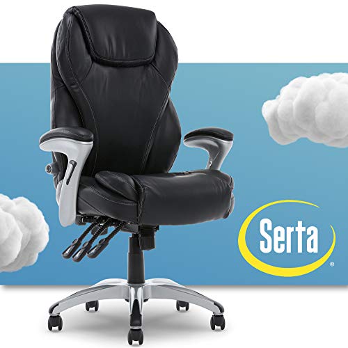 Serta Executive Adjustable Office Chair, Ergonomic Leather Computer Chair with Layered Memory Foam
